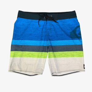Quiksilver Board Shorts Mens 36 Drawstring Striped Pockets Beach Swim Surfing